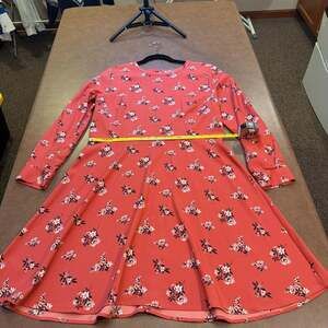 Loft Floral Dress Long Sleeve Pink White Flowers 14